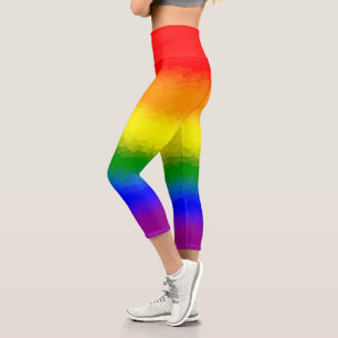 Leggings Capri Nombre de la escritura en mosaico de arcoíris mode