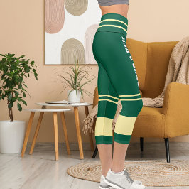 Leggings Capri Nombre de Mamá de Gato Personalizado Crema Verde C
