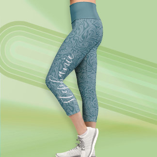 Leggings Capri Nombre del guión del patrón giratorio moderno - az