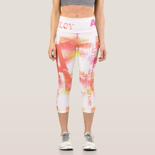 Leggings Capri Nombre extensible de abstracto angustiado 6 letras
