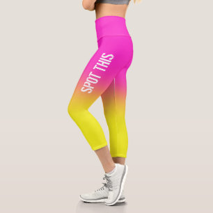 Leggings Capri Nombre personalizado de Sunset Lemon Rosa