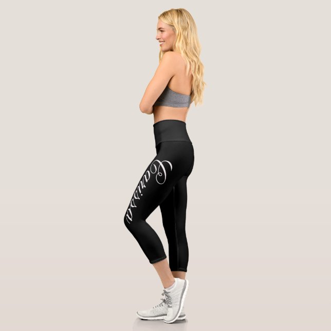 Leggings Capri Nombre personalizado negro (Izquierda)