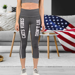Leggings Capri Nombre personalizado Personalizado Gato blanco osc