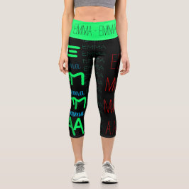 Leggings Capri Nombre repetido personalizado 4 letras C