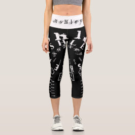 Leggings Capri Nombre repetitivo 6 letras blanco negro HWCL