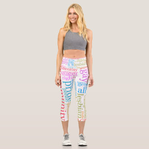 Leggings Capri Nube de palabras de la comunidad LGBTQ+ de Slipper