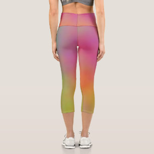 Leggings Capri Nubes de mármol rosa azul y verde