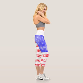 Leggings Capri Nubes y encaje de la bandera de Estados Unidos
