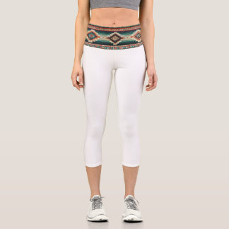 Leggings Capri “OAXACA BAND / BLANCO” Capris de cintura alta