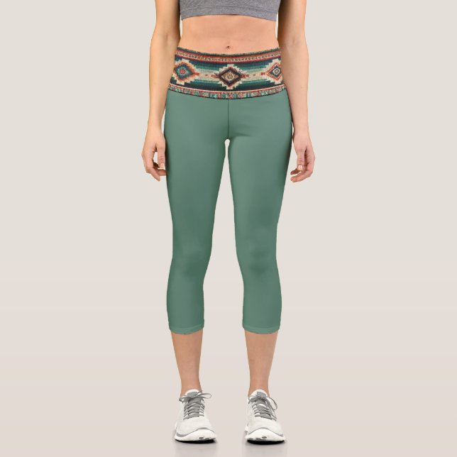 Leggings Capri “OAXACA BAND / MOSS” High-Waisted Capris  (Anverso)