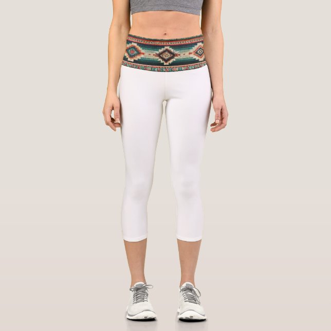 Leggings Capri “OAXACA BAND / WHITE” High-Waisted Capris  (Anverso)