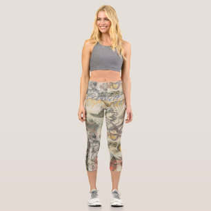 Leggings Capri Octopus Beach Antique Coastal Steampunk