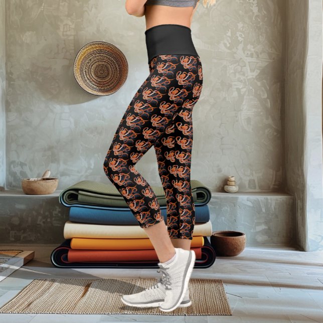 Leggings Capri Octopus Naranja Mandala Blue (Subido por el creador)