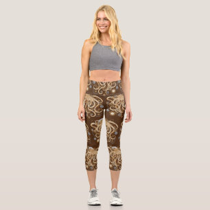 Leggings Capri Octopus Steampunk Surreal Retro Style Machine