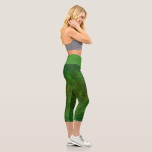 Leggings Capri Ocultar el dinosaurio verde