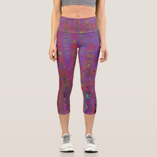 Leggings Capri Olas atómicas psicodélicas Groovy Magenta