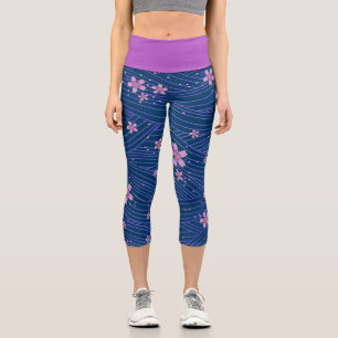 Leggings Capri Olas de flores de cerezo