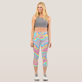 Leggings Capri Olas de Liquify de Pastel