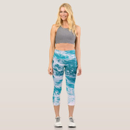 Leggings Capri Olas del océano azul