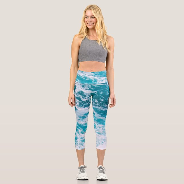 Leggings Capri Olas del océano azul (Anverso)