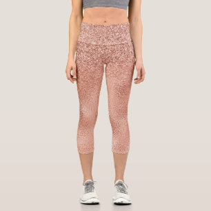 Leggings Capri Ombre de aspecto metálico con brillo en tono rosa