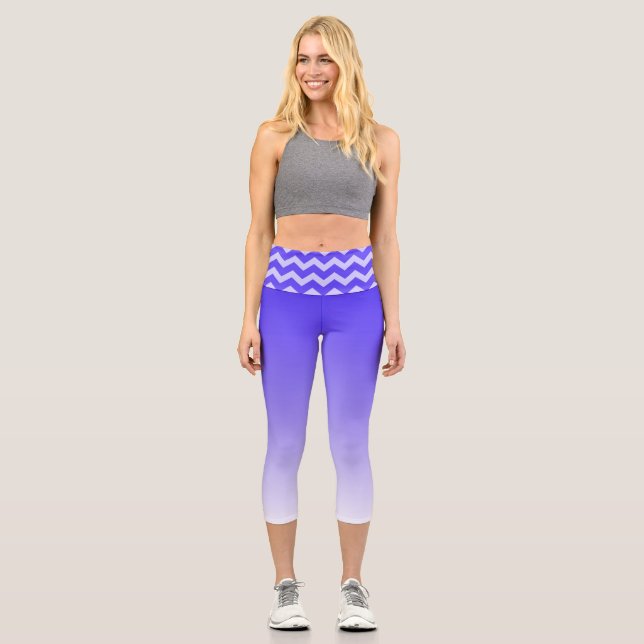 Leggings Capri Ombre púrpura y chevron (Anverso)