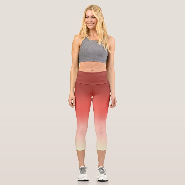Leggings Capri Ombre rojo y rosa (Anverso)