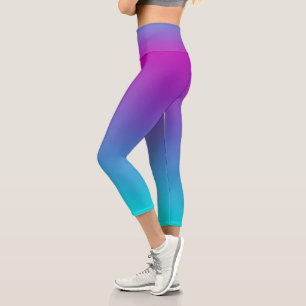 Leggings Capri Ombre turquesa azul púrpura