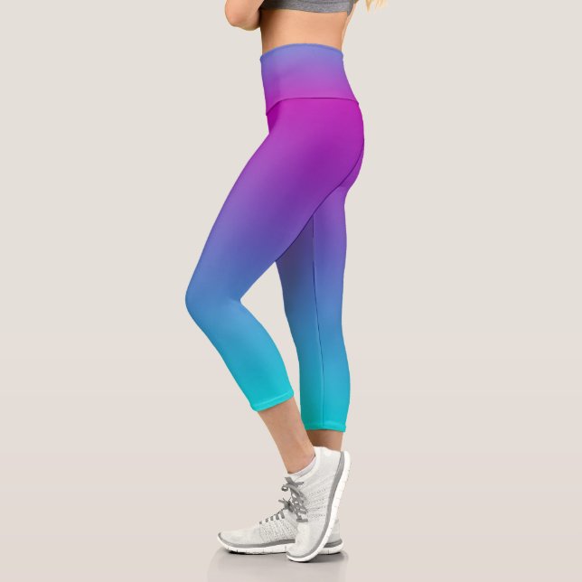Leggings Capri Ombre turquesa azul púrpura (Izquierda)