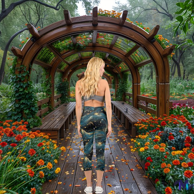Leggings Capri Ondas estelares: Flujo cósmico y diseño nocturno e (Subido por el creador)