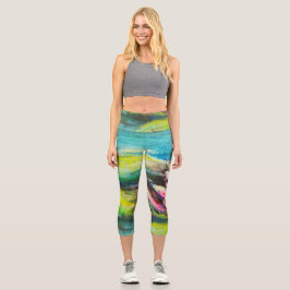 Leggings Capri Ondes de calme fleuries