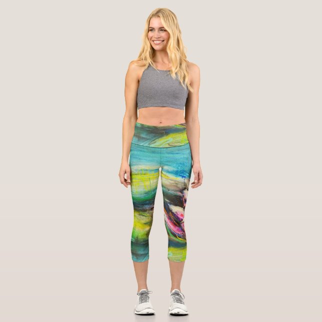 Leggings Capri Ondes de calme fleuries (Anverso)