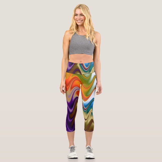 Leggings Capri Ondulado Multicolor Abstracto (Anverso)