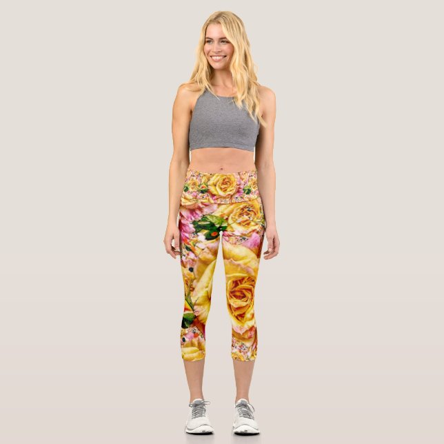 Leggings Capri Opulencia de Rosa Dorada Groovy: (Anverso)