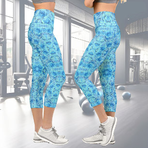 Leggings Capri Opulento diseño rosa en turquesa