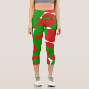 Leggings Capri Orbes rojas, verdes y blancas