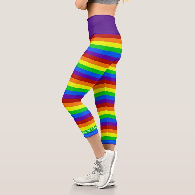 Leggings Capri Orgullo arcoiris brillante Orgullo gay a rayas amo (Izquierda)