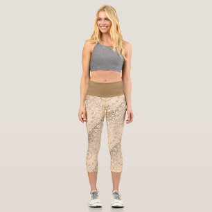 Leggings Capri Oriental oriental asiático Mandala dorado n Brown