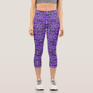 Leggings Capri Ornamentos negros Piernas púrpuras o elegir color
