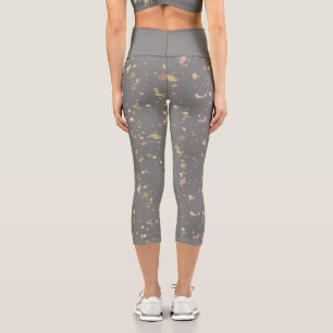 Leggings Capri Oro Mate y Escamas de Oro Rosa Gris Oscuro Cálido