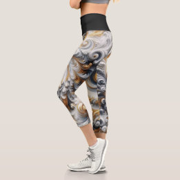 Leggings Capri Oro, negro y blanco girando moderno abstracto