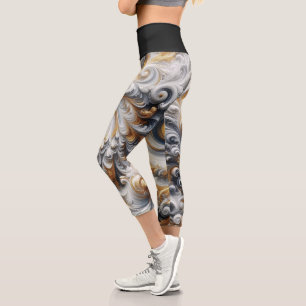 Leggings Capri Oro, negro y blanco girando moderno abstracto