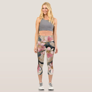 Leggings Capri Oro rosa floral japonés
