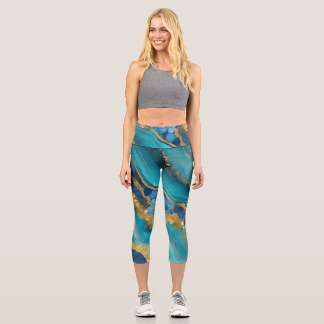 Leggings Capri Oro Teal Marmolizado (Anverso)