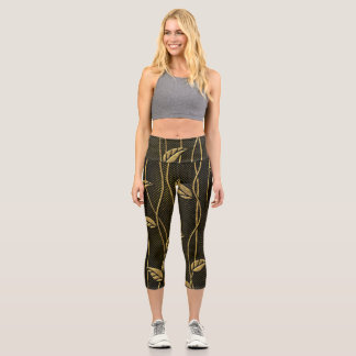 Leggings Capri Oro y negro: deja textura 3D.
