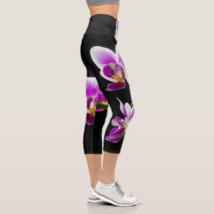 Leggings Capri Orquídea blanca y púrpura