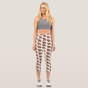 Leggings Capri Oso dulce con ilustracion personalizado de flores