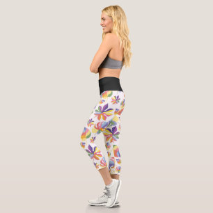 Leggings Capri Otoño de verano indio con hojas coloridas