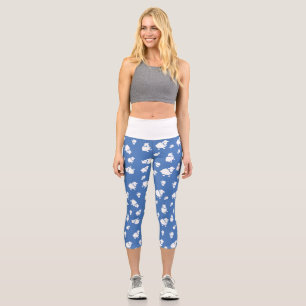 Leggings Capri Oveja personalizado de fondo azul