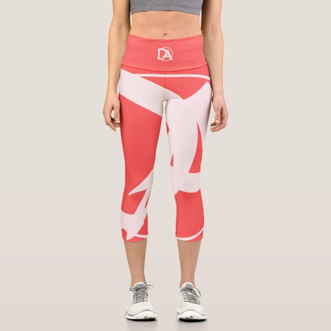 Leggings Capri Oversized Initials in Rosé and Red (Anverso)